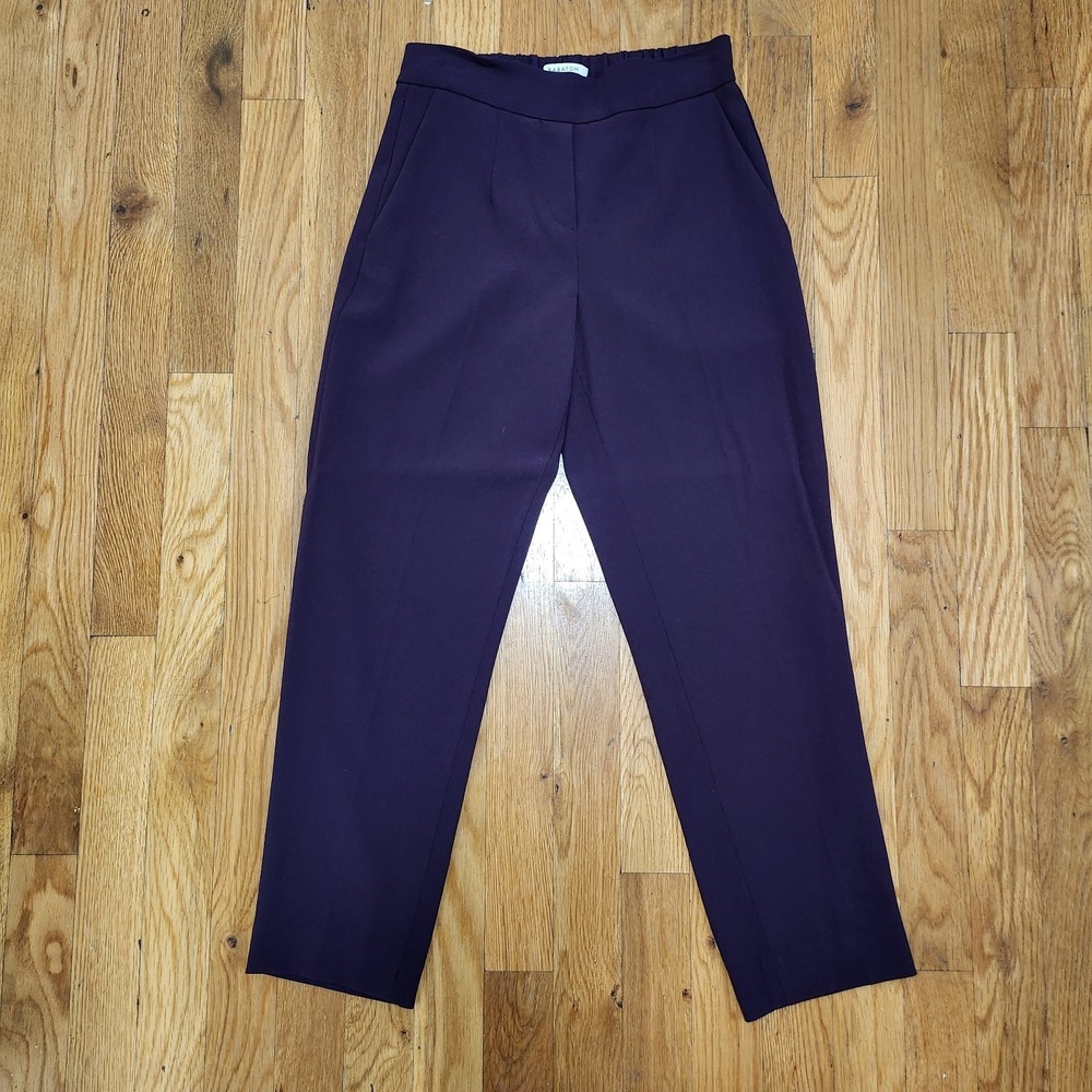 Babaton Aetlier Pleated Cohen Pant In Plum‎ Japanese Crepe Crop Ankle Pull On 00